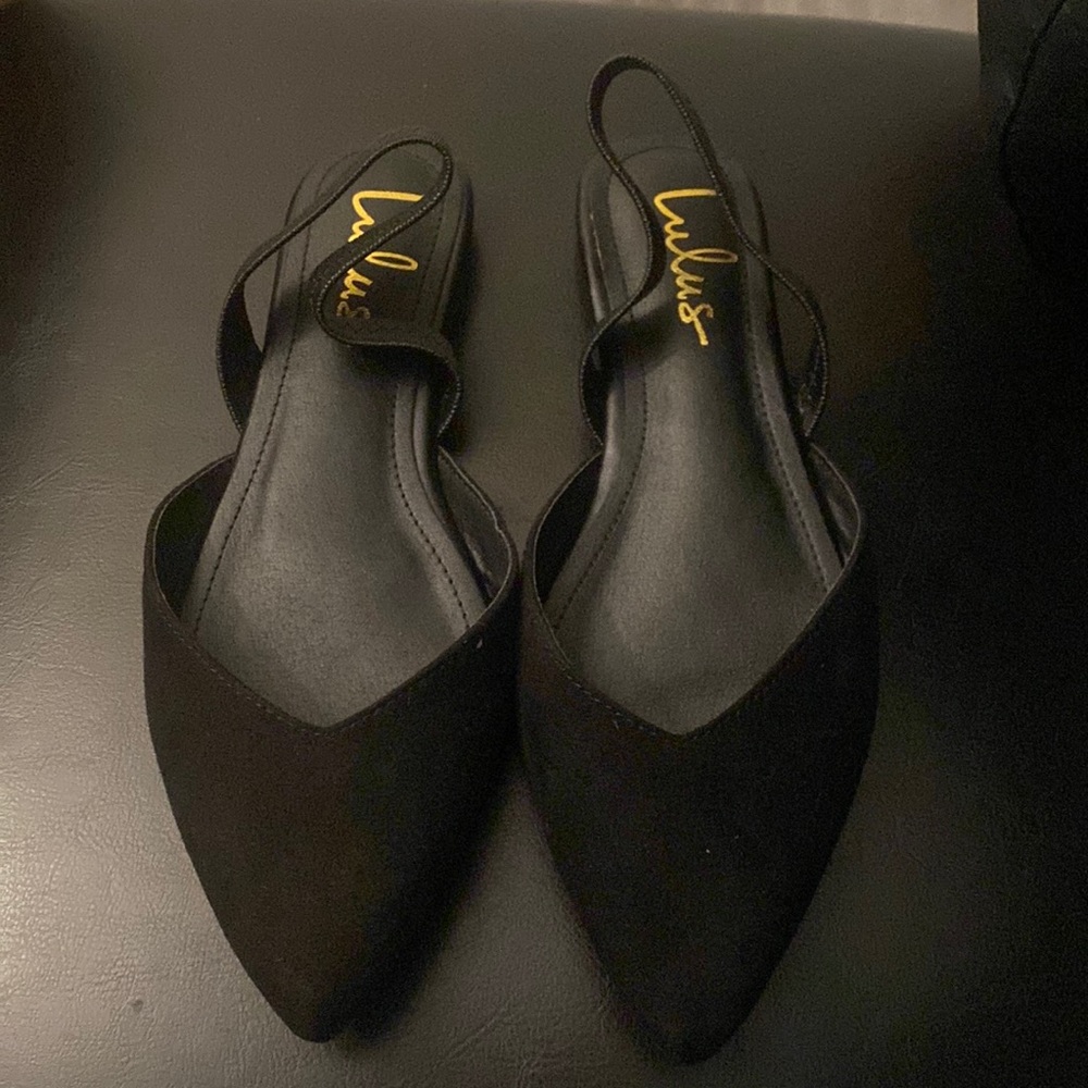 Black open back flats size 7 lightly worn